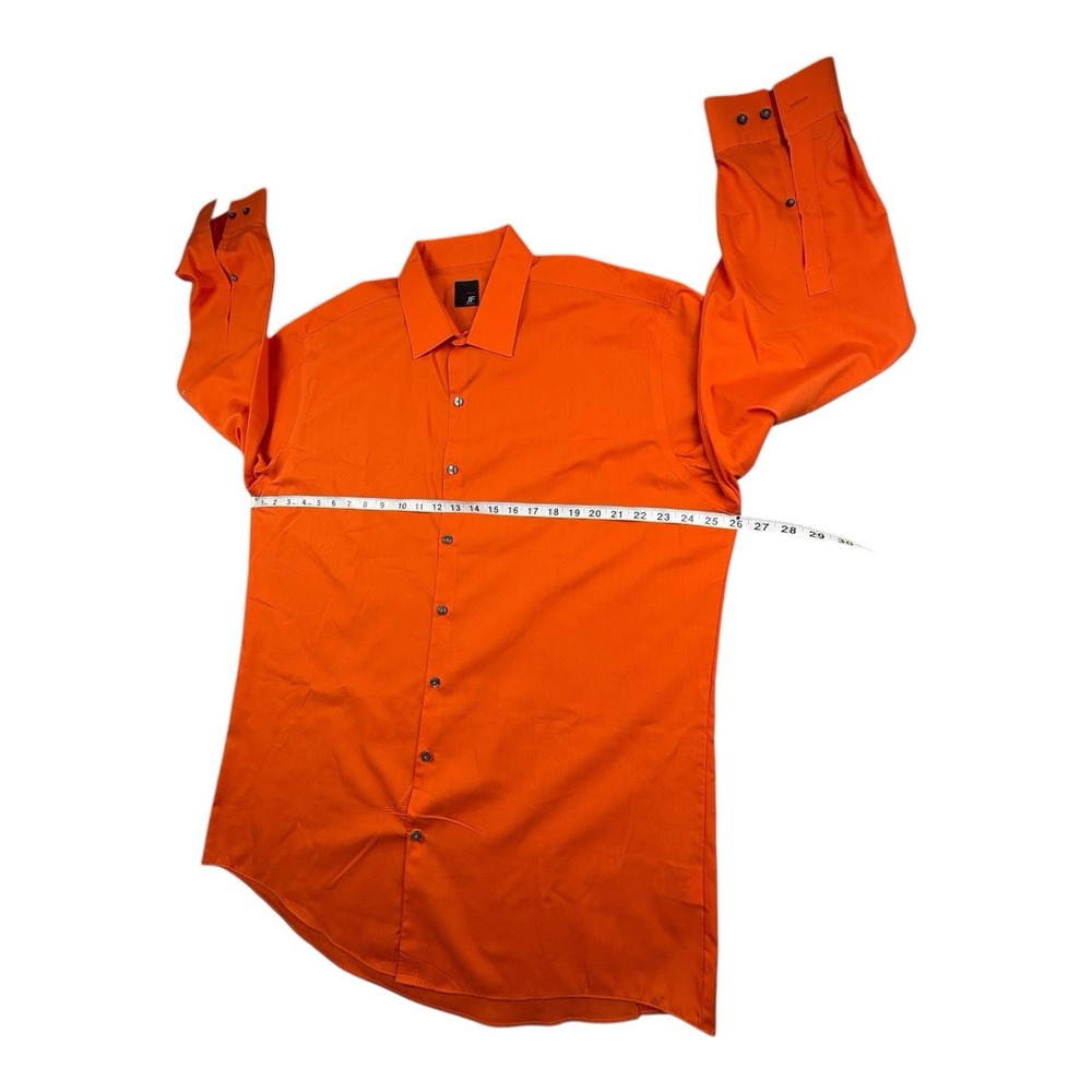 JF J. Ferrar Slim Fit Orange Dress Shirt XL 17-17.5 32/33 Long Sleeve - Picture 7 of 8
